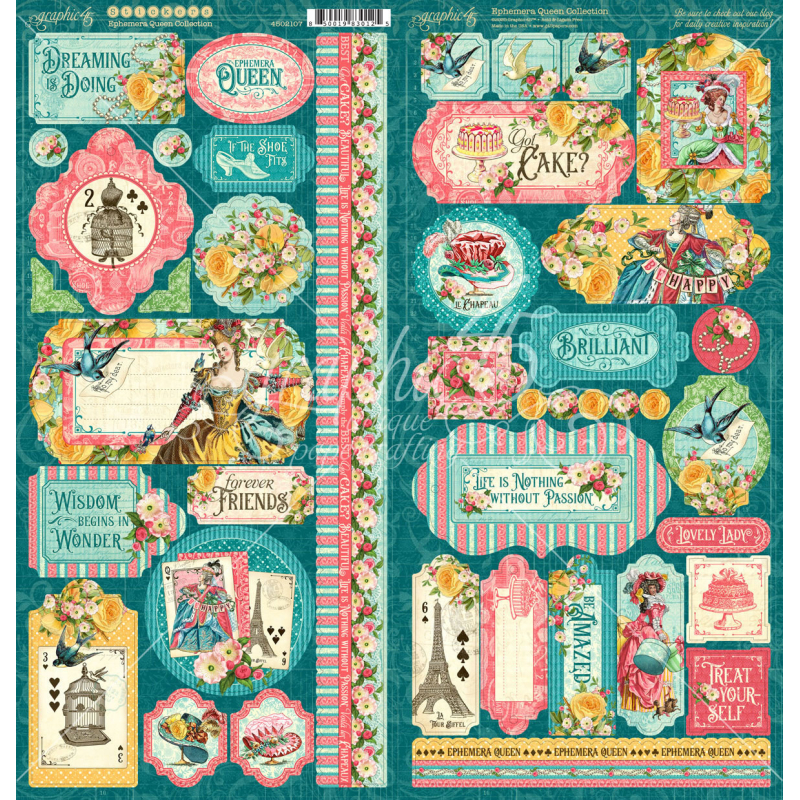 Graphic 45 Ephemera Queen Stickers Cover-weight (4502107)
