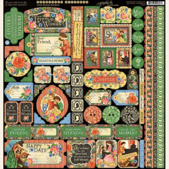 Graphic 45 Little Women 12x12 Inch Decorative Stickers (4501664)