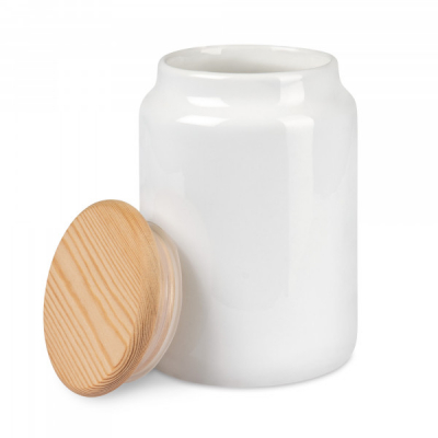 Sublimatie Ceramic jar white with wooden lid ( COOKIE)