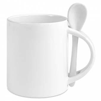 Ceramic mug & spoon 11oz, DURAGLAZE®  (TTL-DG-W)