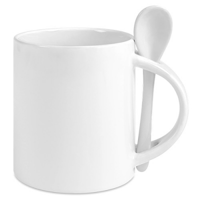 Ceramic mug & spoon 11oz, DURAGLAZE®  (TTL-DG-W)