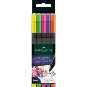 Faber-Castell Fineliner Faber-Castell Grip 0,4mm etui 5 stuks neon assorti (FC-151603)
