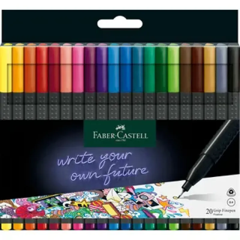 Faber-Castell Fineliner Faber-Castell GRIP 0,4mm etui a 20 stuks (FC-151620)