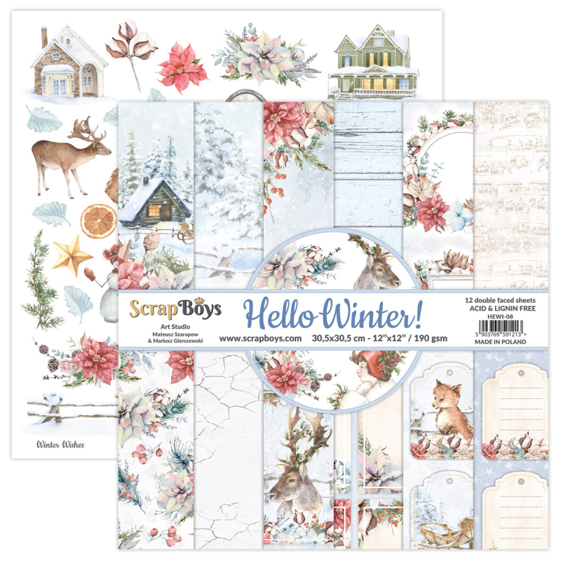 Scrapboys Hello Winter 12x12 inch paperpad (HEWI-08)