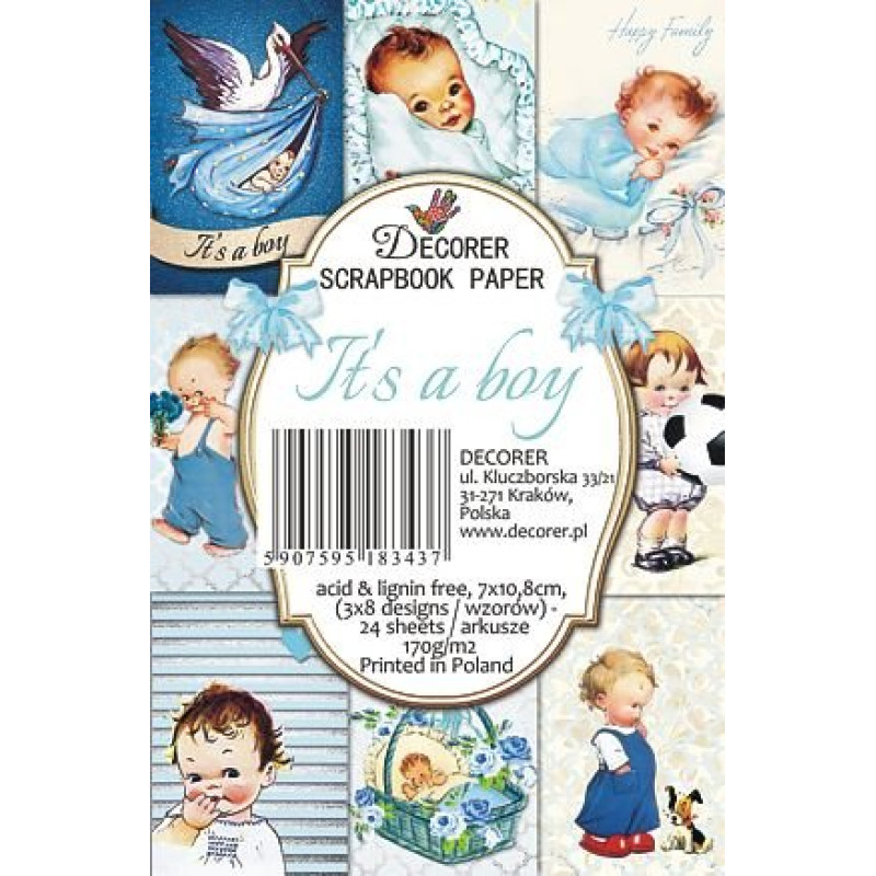 Decorer It's a Boy Paper Pack 3x4 inch (DECOR-M50)