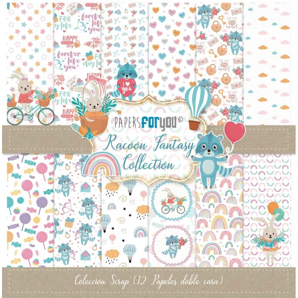Papers For You Racoon Fantasy Scrap Paper Pack (12pcs) (PFY-2837)