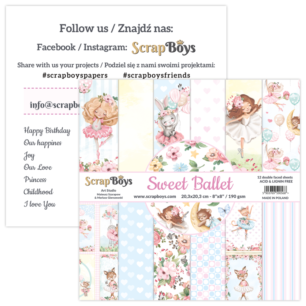 Scrapboys Sweet Ballet 8x8 inch paperpad (SWBA-10)