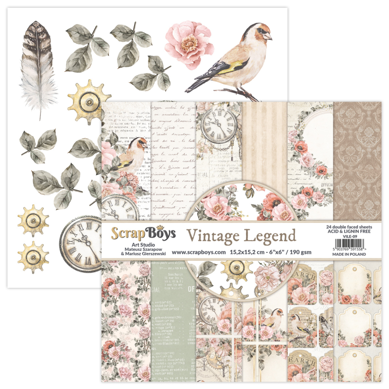 Scrapboys Vintage Legend Paperpad 6x6 inch (VILE-09)