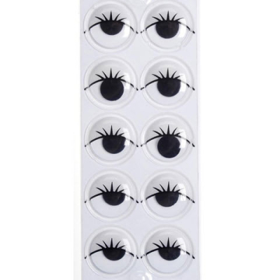 Darice 18mm Sticky Eyes with Lashes White 14pc