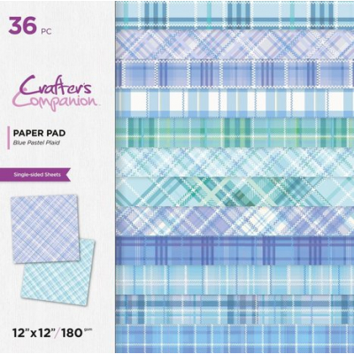 Crafter's Companion Blue Pastel Plaid 12x12 Inch Paper Pad (CC-PAD12-BLUE)