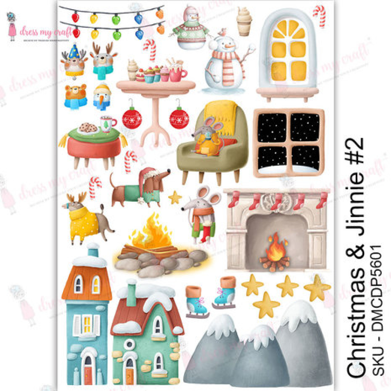 Dress My Craft Transfer Me Christmas & Jinnie #2 (DMCDP5601)