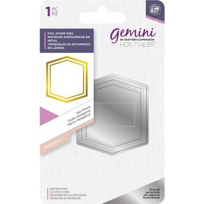 Gemini Hex Frame Monogram Foil Stamp (GEM-FS-MONO-HEXFR)