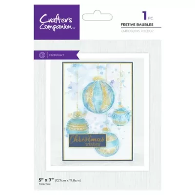 Crafter's Companion Pearl Powder 5x7 Inch Embossing Folder Feastive Baubles (CC-EF5-FEBA)