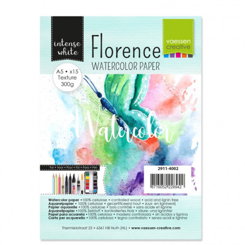 Florence aquarelpapier  300 grams A5 15 stuks intens wit (2911-4002)