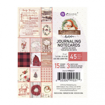 Prima Marketing Inc Christmas In The Country 3x4 Inch Journaling Cards (995317)