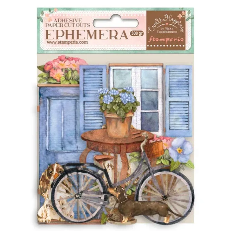 Stamperia Create Happiness Welcome Home Ephemera Bicycle and Flowers (DFLCT13)