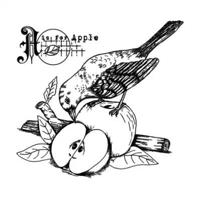 Crafty Individuals A is for Apple Unmounted Rubber Stamps (CI-601)