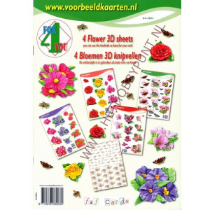 Knipvellen-Boekje - Bloemen - 4 For You Voorbeeldkaarten (S4-3003)