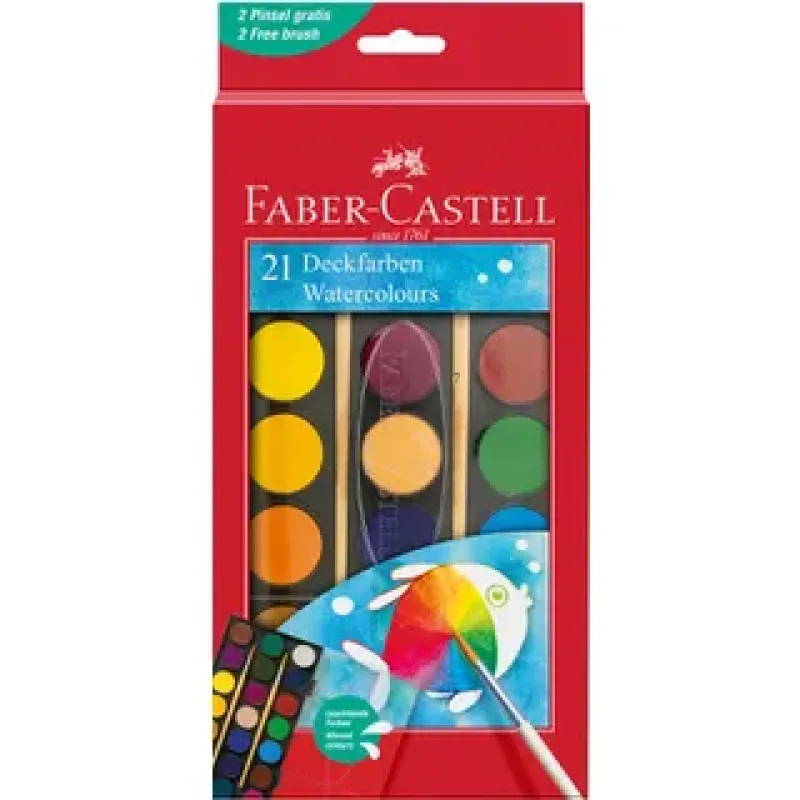 Faber-Castell Waterverfdoos 21 kleuren (diameter 24cm) incl. penseel (FC-125027)