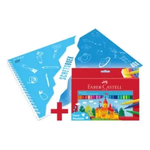 Faber-Castell Viltstift FC 50 stuks ass. + gratis A3 Kangaro schetsboek wit 120gr. 40 vel (FC-554204-A)