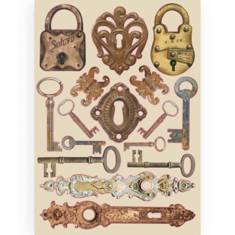 Stamperia Colored Wooden Shapes A5 Lady Vagabond Locks and Keys (KLSP086)