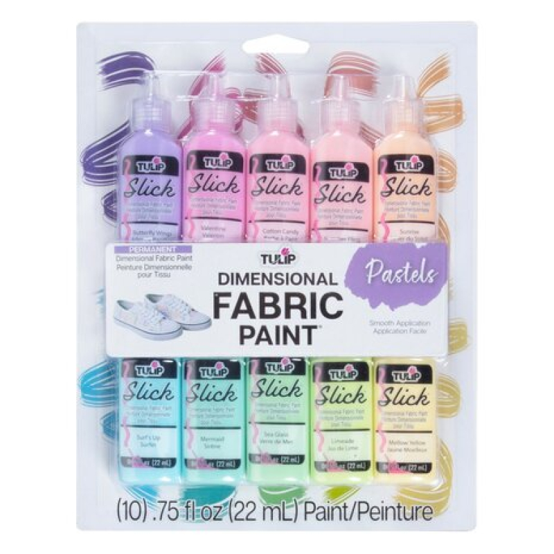 Slick Dimensional Fabric Paint Pastels 10x0.75 fl oz (47299)
