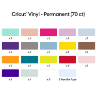 Cricut Premium Vinyl Permanent 12x12 Inch Sampler Variety (70pcs) (2009652)