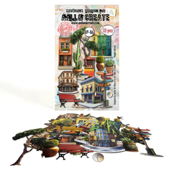 Aall and Create Bazaar Trails Ephemera Die-Cuts A6 Playful Streets (AALL-EP-086)