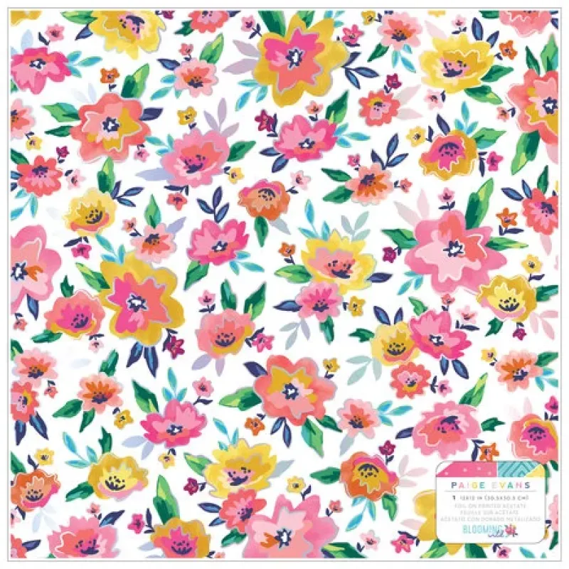 American Crafts Paige Evans Blooming Wild 12x12 Inch Foil on Printed Acetate (34014060)
