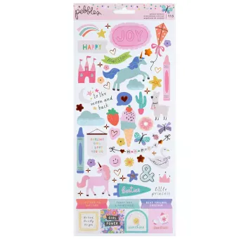 American Crafts Pebbles Cool Girl Sticker Accent Gold Foil (113pcs) (34027663)