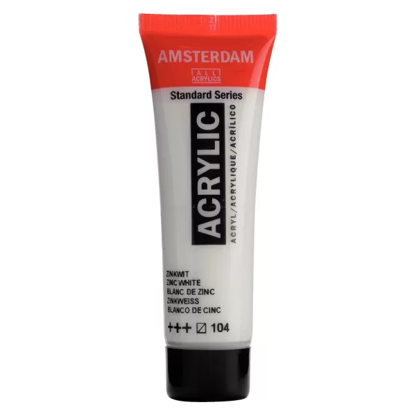 Amsterdam Standard Series Acrylverf tube 20 ml Zinkwit 104 (17041040) Amsterdam Standard Series Acrylverf tube 20 ml Zinkwit 104 (17041040)
