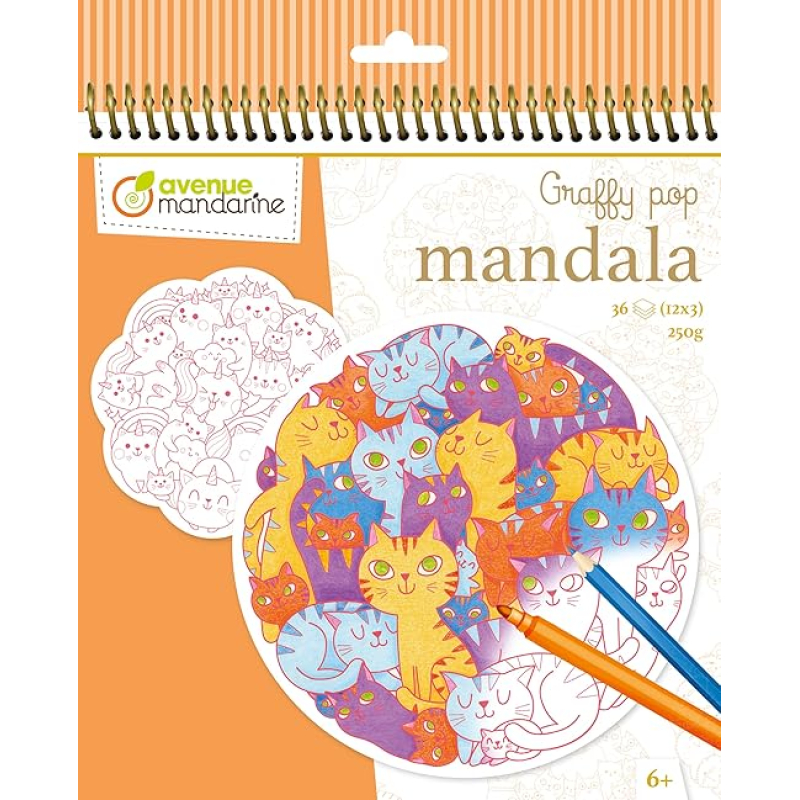Avenue Mandarine Graffy Mandala, Pêle Mêle Chats - Multicolor (GY142C)