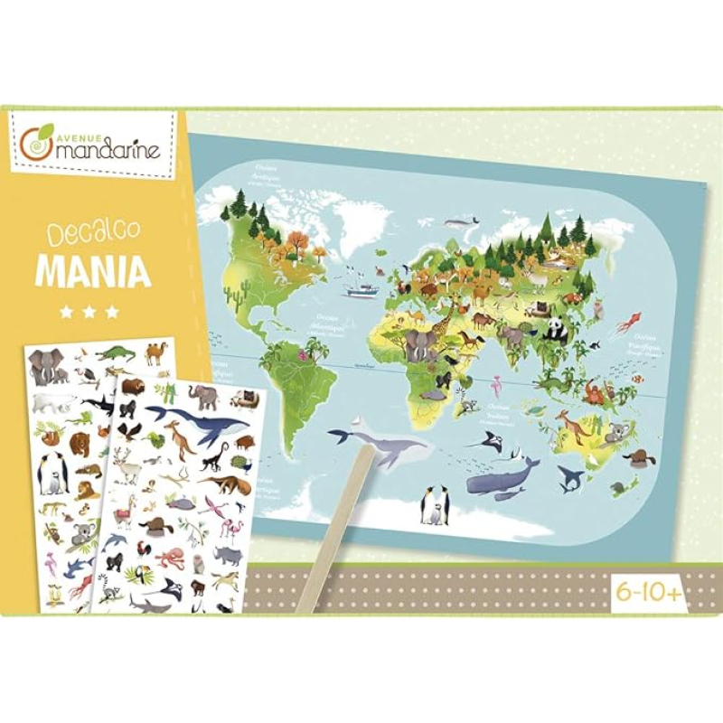 Avenue Mandarine Creatieve doos, Decalco Mania wereldkaart (KC042C)