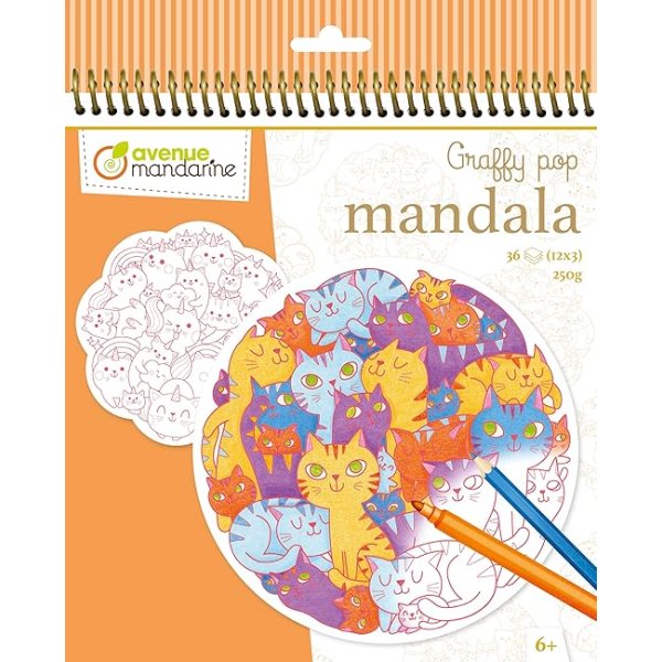 Avenue Mandarine Graffy Mandala, Pêle Mêle Chats - Multicolor (GY142C)