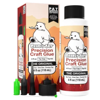 Bearly Art Precision Craft Glue - THE ORIGINAL 4 fl oz + Tip Kit (PCG04E)