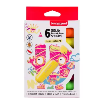 Bruynzeel Plakkaatverf sticks set Neon 6 kleuren (60159106)