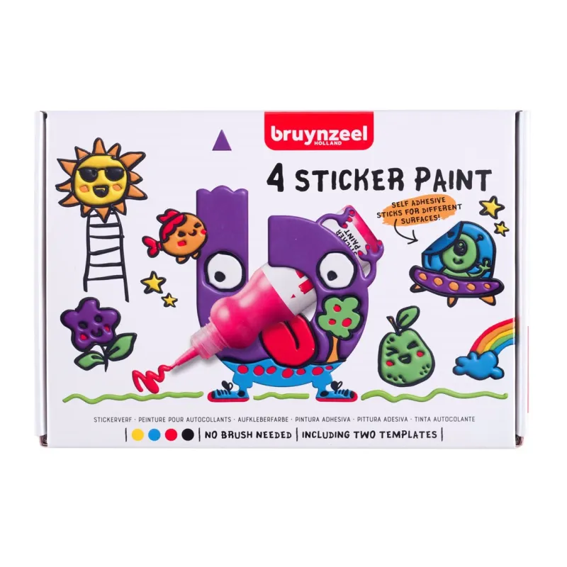 Bruynzeel Stickerverfset - 4 kleuren + 2 templates - Maak je eigen stickers (60159004)