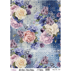 Cadence Rijst Decoupagepapier 738 30x42 cm Blauwe Flora (07 001 0738 30X42)