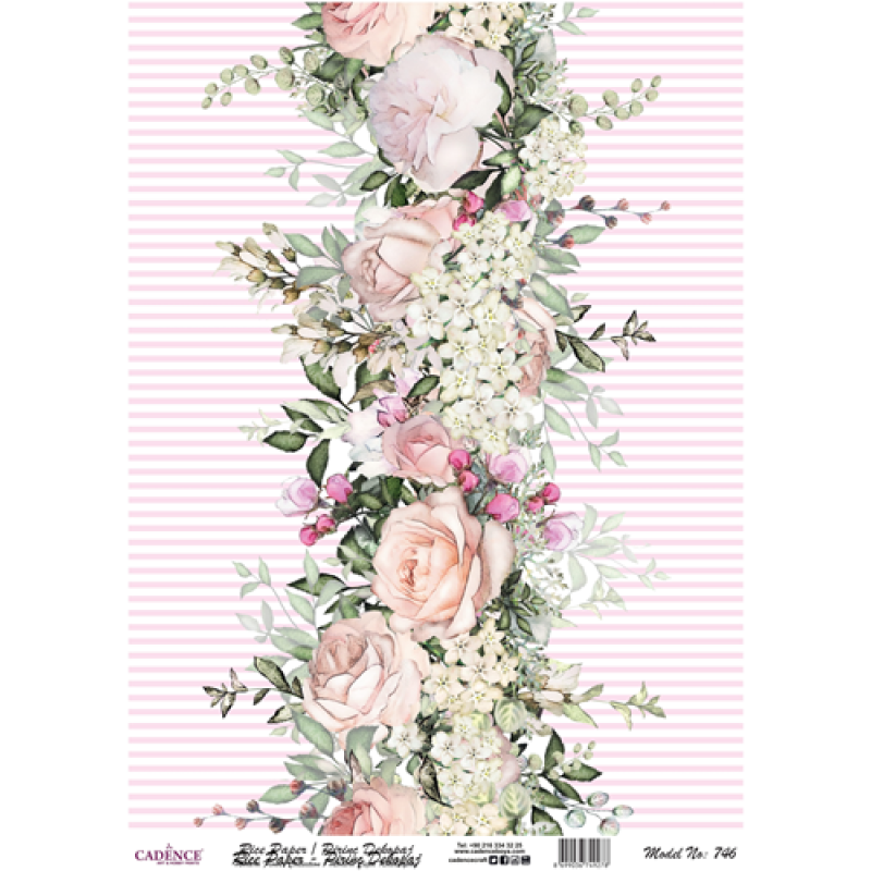 Cadence Rijst Decoupagepapier 746 30x42 cm Bloemenstrook (07 001 0746 30X42)
