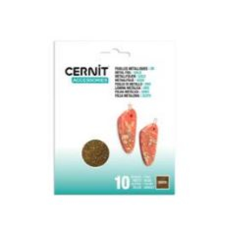 Cernit pak van 10 blaadjes metallic folie goud (CE921C)
