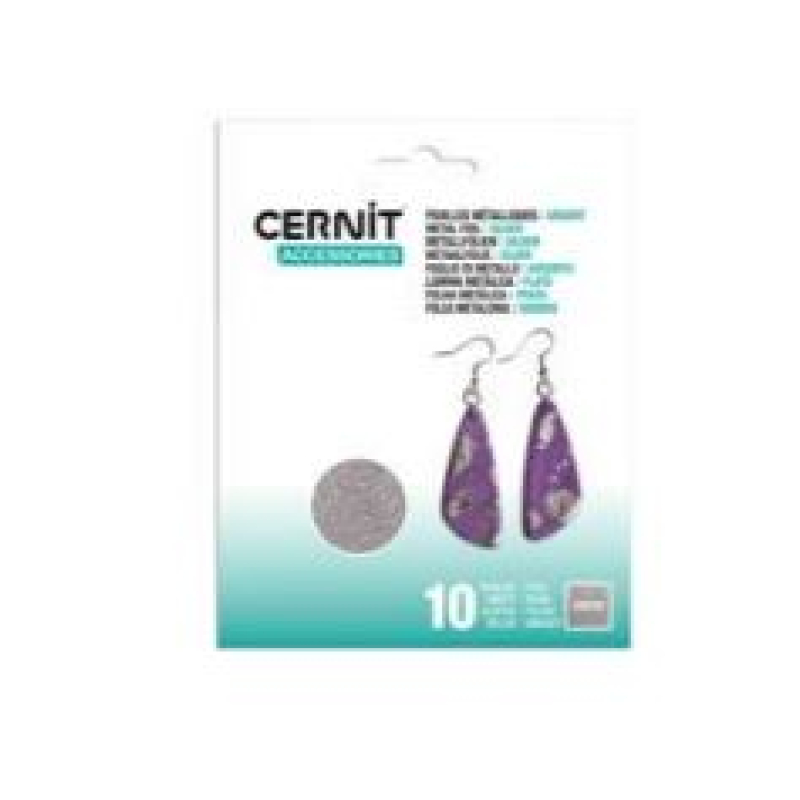 Cernit pak van 10 blaadjes metallic folie zilver (CE921C)