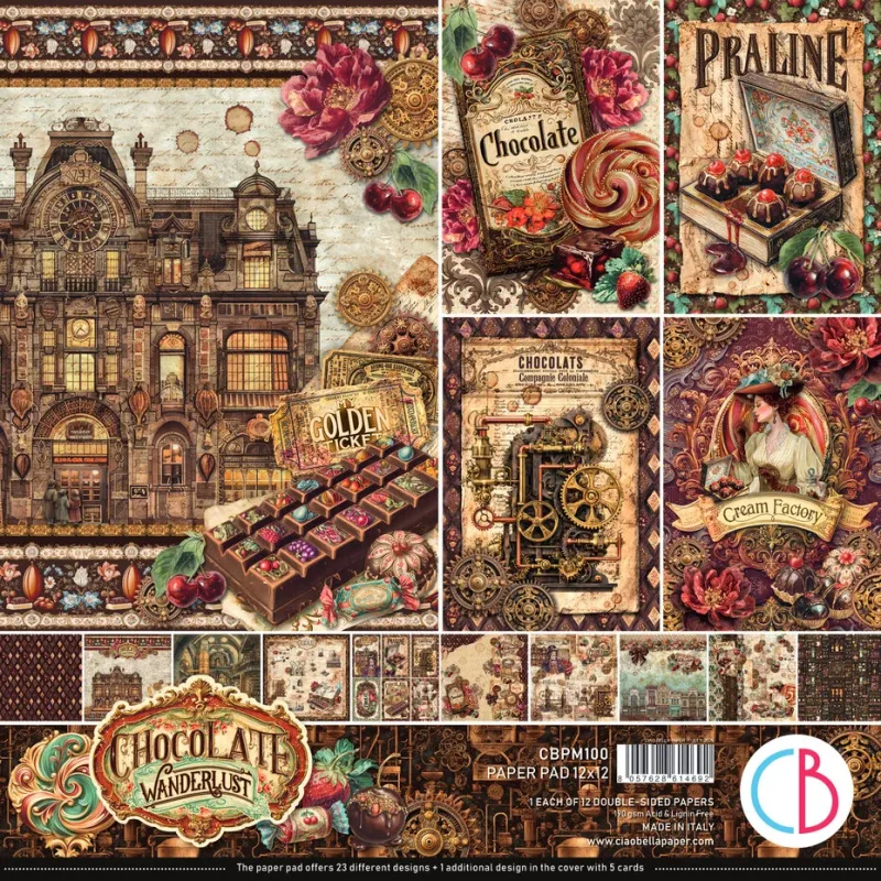 Ciao Bella The Chocolate Factory 12x12 Inch Paper Pad (12pcs) (CBPM100)