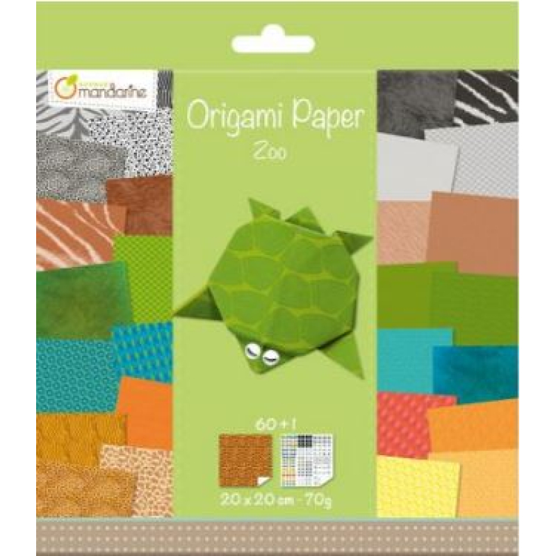 Avenue Mandarine Origami Papier Zoo, 60 vel 70g 20 x 20 cm - Multicolor (52504MD)