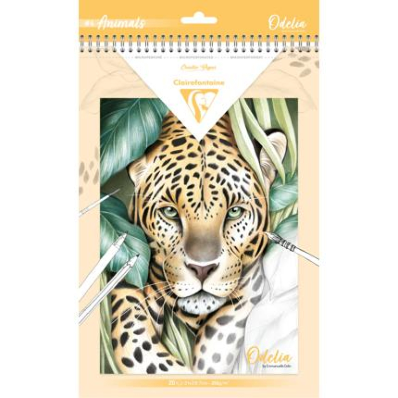 Clairefontaine ODELIA, kleurblok multi-technieken 20 bladen A4 250g - Dieren (95744C)