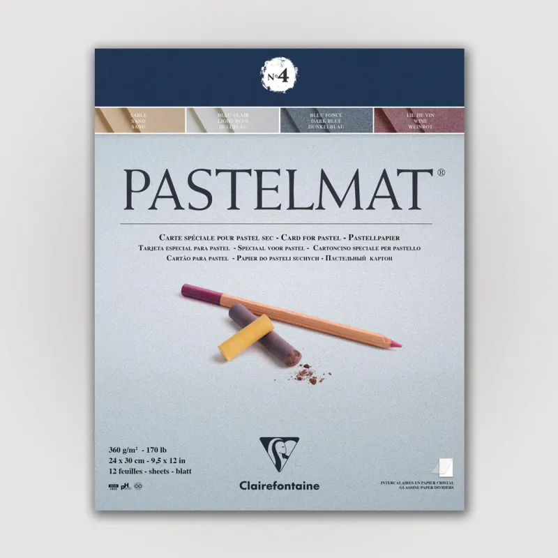 Clairefontaine Pastelmat® blok n°4 12 blad 360g 24x30cm - Geassorteerde kleuren  (96111C)
