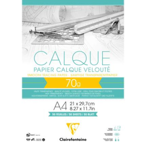 Clairefontaine Blok Kalkpapier 50 blad 70/75g 21x29,7cm (96500C)