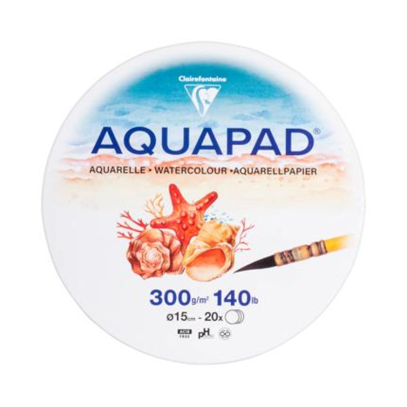 Clairefontaine Aquapad ronde bladen Ø15cm 20 bladen 300g (976072C)