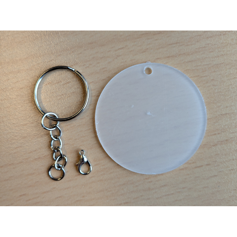 CMP Acryl sleutelhanger incl. ring, ketting en mini musketon haak - 20 stuks (sleutelhanger-musketon)