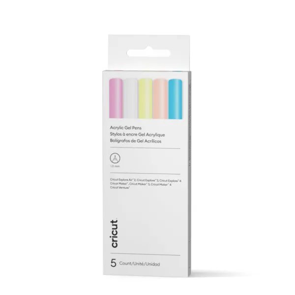 Cricut Acrylic Gel Pens 1.0mm Pink/White/Orange/Blue/Yellow (5pcs) (2011821)