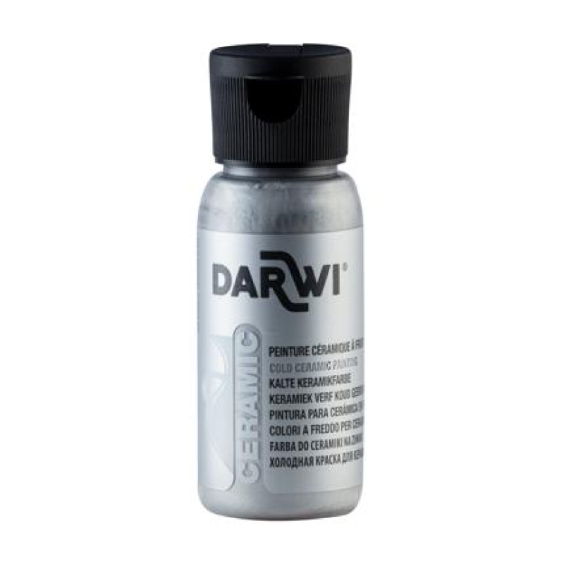 DARWI koude keramiek verf 50 ml fles, zilver (DA0380050080C)